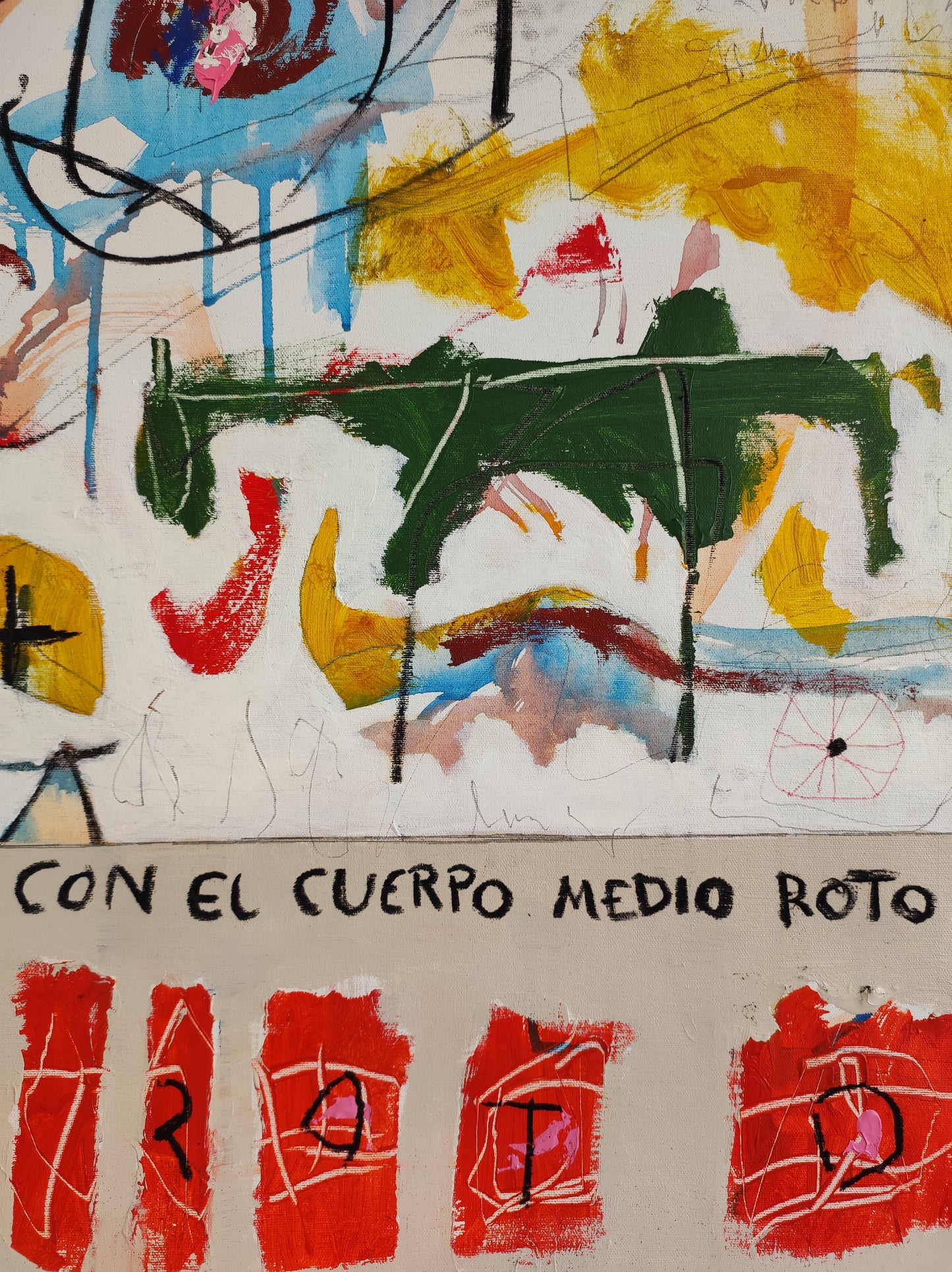 Con el cuerpo medio roto