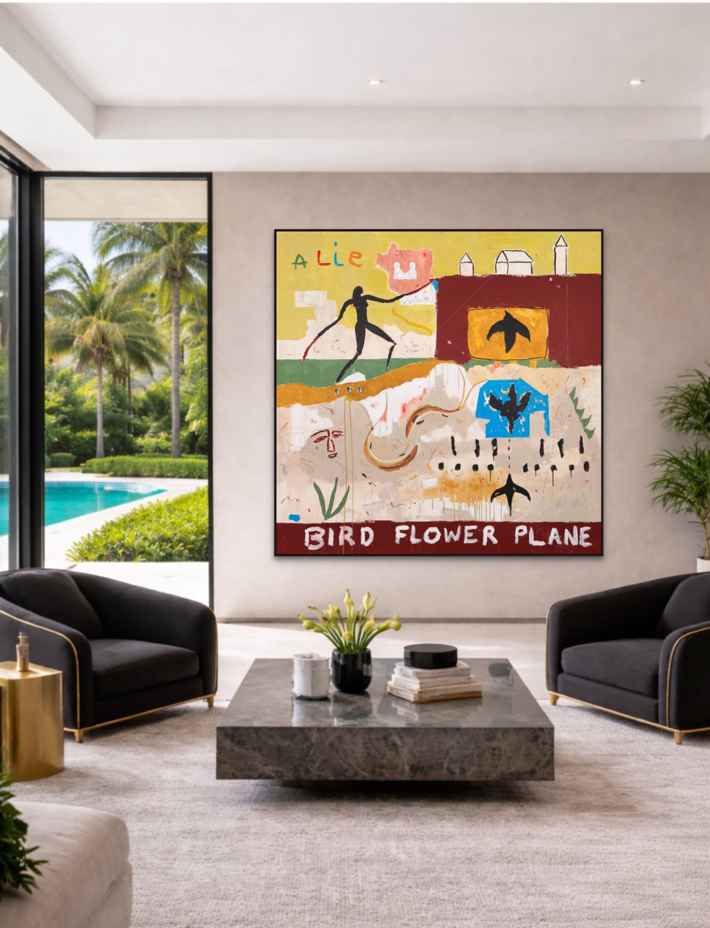 Bird, flower & plane